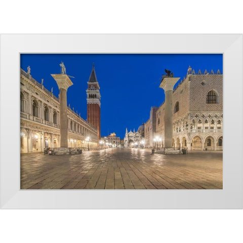 Italy-Venice San Marco Piazza at dawn White Modern Wood Framed Art Print by Tilley, Rob