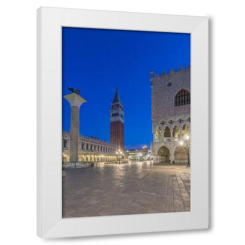 Italy-Venice San Marco Piazza at dawn White Modern Wood Framed Art Print by Tilley, Rob