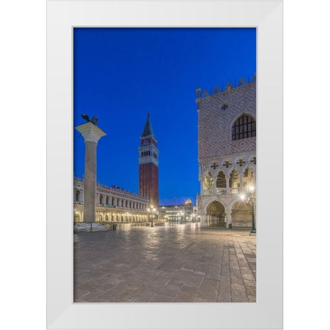 Italy-Venice San Marco Piazza at dawn White Modern Wood Framed Art Print by Tilley, Rob