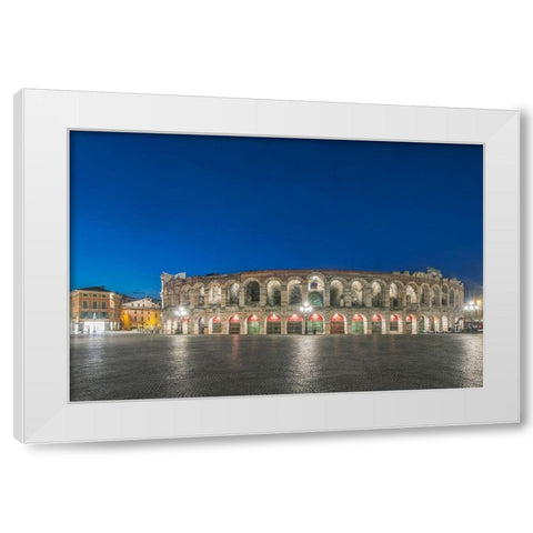 Italy-Verona Piazza Bro dawn White Modern Wood Framed Art Print by Tilley, Rob