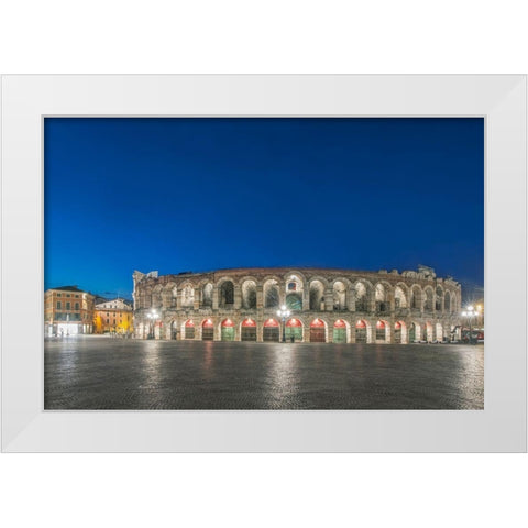 Italy-Verona Piazza Bro dawn White Modern Wood Framed Art Print by Tilley, Rob