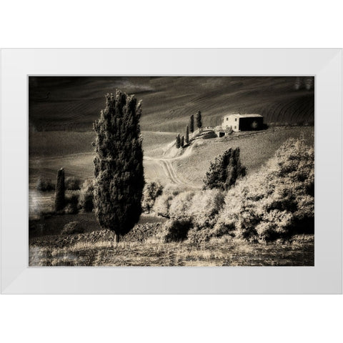 Italy Tuscany-Villa in the Tuscan hillside White Modern Wood Framed Art Print by Eggers, Terry
