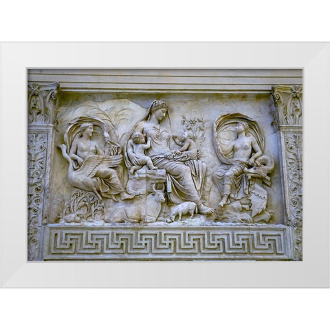 Earth Mother Roman Goddess Statue Ara Pacis Altar of Augustus Peace-Rome-Italy White Modern Wood Framed Art Print by Perry, William