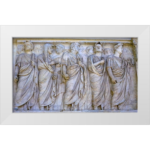 Imperial Family Statue Empero Tiberius Ara Pacis Altar of Augustus Peace-Rome-Italy  White Modern Wood Framed Art Print by Perry, William