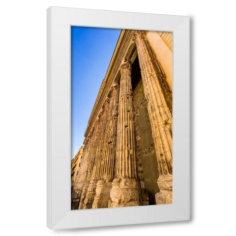 Temple of Hadrian Columns Colonnade Now Stock Exchange-Rome-Italy Temple built 145 AD White Modern Wood Framed Art Print by Perry, William