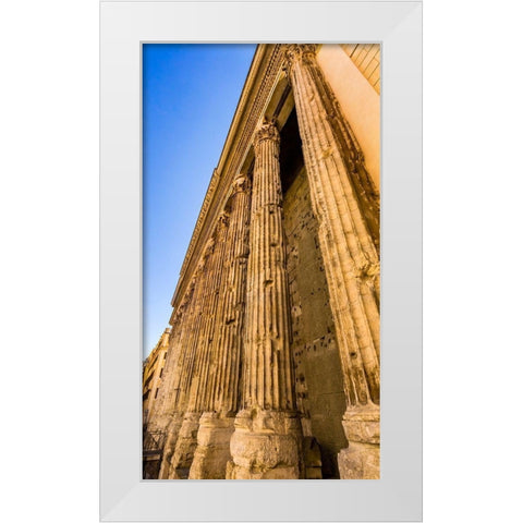 Temple of Hadrian Columns Colonnade Now Stock Exchange-Rome-Italy Temple built 145 AD White Modern Wood Framed Art Print by Perry, William