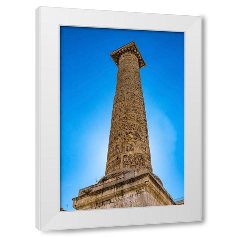 Emperor Marcus Aurelius Column-Rome-Italy Column erected in 193 AD White Modern Wood Framed Art Print by Perry, William