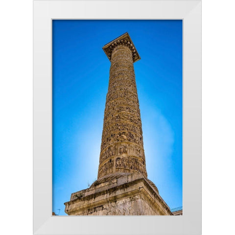 Emperor Marcus Aurelius Column-Rome-Italy Column erected in 193 AD White Modern Wood Framed Art Print by Perry, William