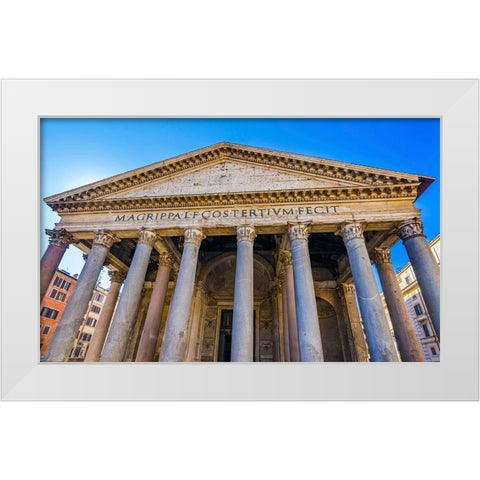 Roman Columns Pantheon-Rome-Italy Rebuilt by Hadrian in 118 to 125 AD White Modern Wood Framed Art Print by Perry, William