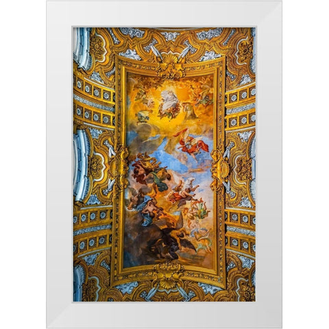 Ceiling God Fresco Basilica Saint Ambrogio Carlo al Corso Basilica Church-Rome-Italy White Modern Wood Framed Art Print by Perry, William