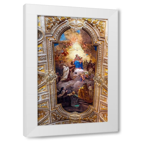 Ceiling Fresco Basilica Santa Maria in Traspontina Church-Rome-Italy Built in the 1600s White Modern Wood Framed Art Print by Perry, William
