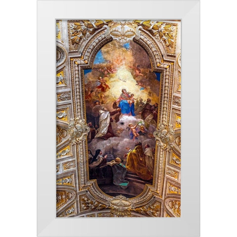 Ceiling Fresco Basilica Santa Maria in Traspontina Church-Rome-Italy Built in the 1600s White Modern Wood Framed Art Print by Perry, William
