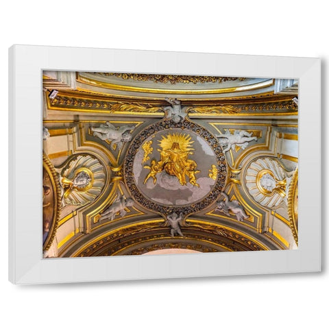 Golden Virgin Mary Angels Statues Ceiling Basilica Santa Maria in Traspontina Church-Rome White Modern Wood Framed Art Print by Perry, William