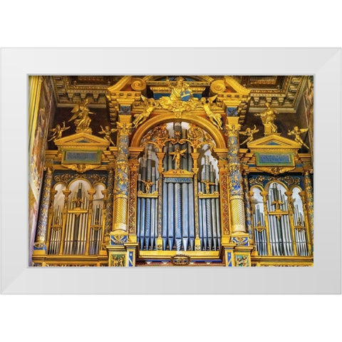 Golden Organ Basilica di San Giovanni in Laterano-Rome-Italy Built 324 by Emperor Constantine White Modern Wood Framed Art Print by Perry, William