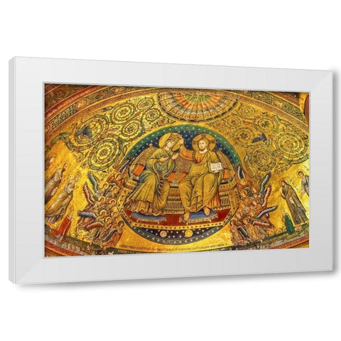 Coronation of Mary and Jesus mosaic Santa Maria Maggiore-Rome-Italy White Modern Wood Framed Art Print by Perry, William