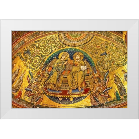 Coronation of Mary and Jesus mosaic Santa Maria Maggiore-Rome-Italy White Modern Wood Framed Art Print by Perry, William