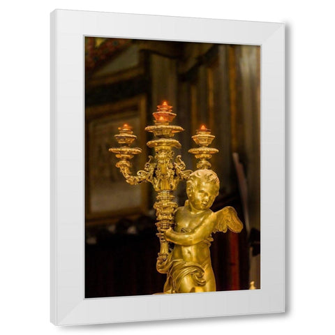 Golden angel statue Santa Maria Maggiore-Rome-Italy Built 422-432-in honor of Virgin Mary White Modern Wood Framed Art Print by Perry, William