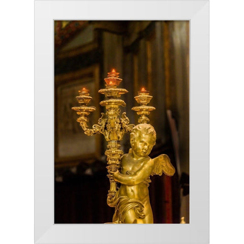 Golden angel statue Santa Maria Maggiore-Rome-Italy Built 422-432-in honor of Virgin Mary White Modern Wood Framed Art Print by Perry, William
