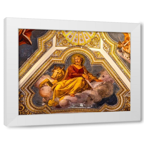 Saint Luke Fresco Ceiling Santa Maria Maggiore-Rome-Italy Built 422-432-in honor of Virgin Mary White Modern Wood Framed Art Print by Perry, William