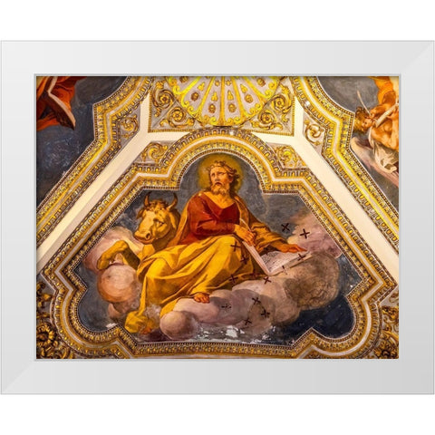 Saint Luke Fresco Ceiling Santa Maria Maggiore-Rome-Italy Built 422-432-in honor of Virgin Mary White Modern Wood Framed Art Print by Perry, William