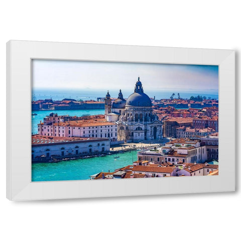 Grand Canal Santa Maria della Salute Church-Venice-Italy-Competed in 1681 White Modern Wood Framed Art Print by Perry, William