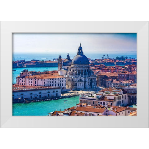 Grand Canal Santa Maria della Salute Church-Venice-Italy-Competed in 1681 White Modern Wood Framed Art Print by Perry, William