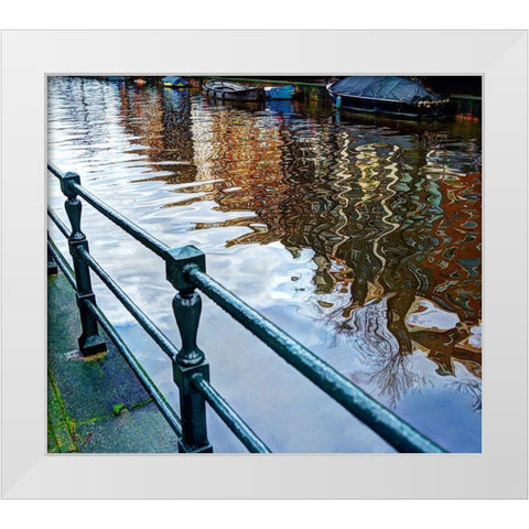 Amsterdam reflected in her canals White Modern Wood Framed Art Print by Steve Mohlenkamp