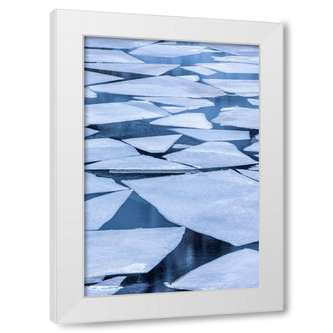Norway- Lofoten Islands. Broken ice on Lake Storvatent White Modern Wood Framed Art Print by Looney, Hollice
