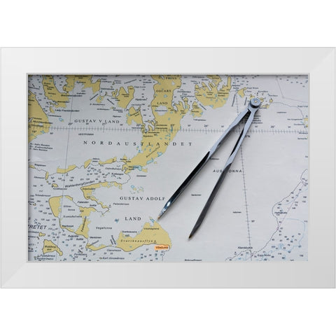 Svalbard Islands maritime map White Modern Wood Framed Art Print by Pitamitz, Sergio
