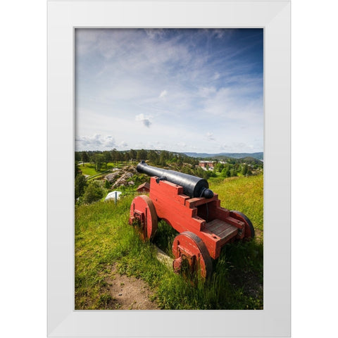 Norway-Ostfold County-Halden-Fredriksten Fortress-historic cannons White Modern Wood Framed Art Print by Bibikow, Walter