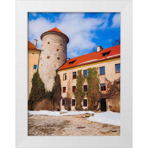 Castle in Pieskowa Skala-Ojcow-Poland-Europe White Modern Wood Framed Art Print by Miller, Anna