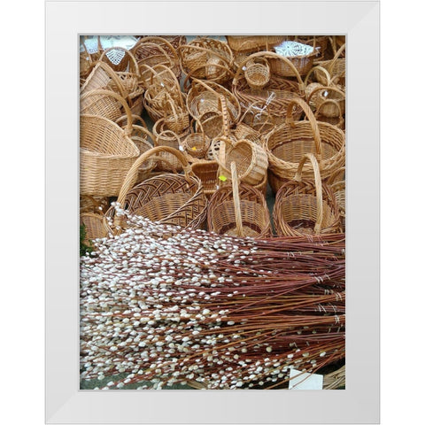 Historic Market Offerings-Krakow-Poland-Europe White Modern Wood Framed Art Print by Miller, Anna
