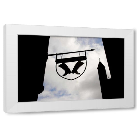 Poland, Gdansk Silhouette of shop sign White Modern Wood Framed Art Print by Ross, Nancy ,  Steve