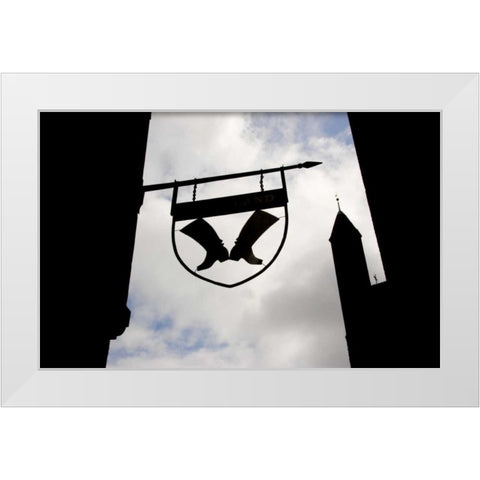 Poland, Gdansk Silhouette of shop sign White Modern Wood Framed Art Print by Ross, Nancy ,  Steve