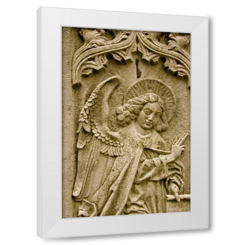 Poland, Gdansk Bas relief of religious icon White Modern Wood Framed Art Print by Ross, Nancy ,  Steve