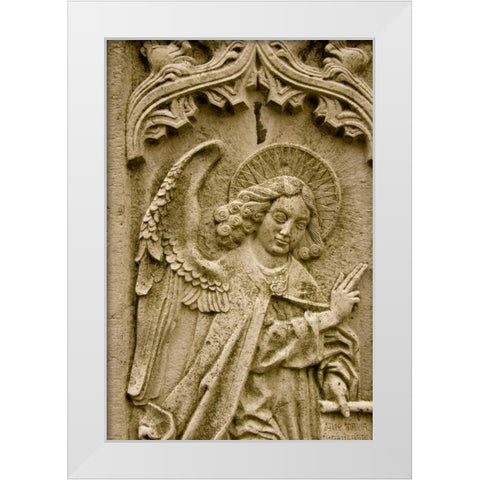 Poland, Gdansk Bas relief of religious icon White Modern Wood Framed Art Print by Ross, Nancy ,  Steve