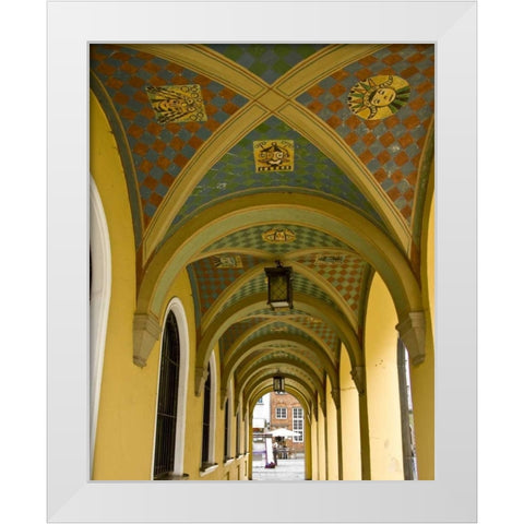 Poland, Gdansk Vaulted archway in Old Town White Modern Wood Framed Art Print by Ross, Nancy ,  Steve