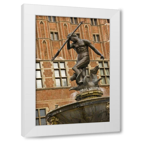 Poland Neptune Fountain in front of Artus Court White Modern Wood Framed Art Print by Ross, Nancy ,  Steve
