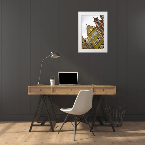 Poland, Gdansk Detail of Old Town row houses White Modern Wood Framed Art Print by Ross, Nancy ,  Steve