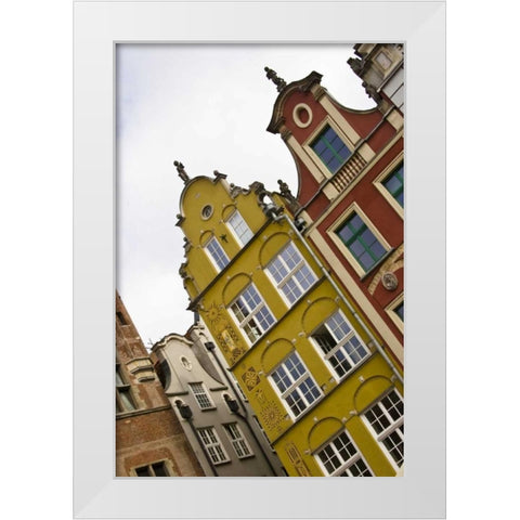 Poland, Gdansk Detail of Old Town row houses White Modern Wood Framed Art Print by Ross, Nancy ,  Steve