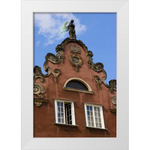 Poland, Gdansk Detail of Old Town roofline White Modern Wood Framed Art Print by Ross, Nancy ,  Steve