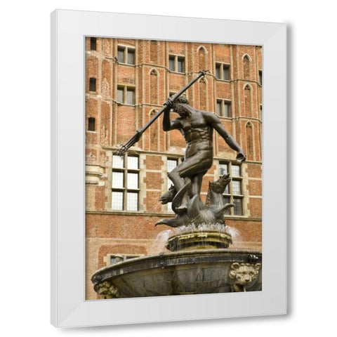 Poland Neptune Fountain in front of Artus Court White Modern Wood Framed Art Print by Ross, Nancy ,  Steve