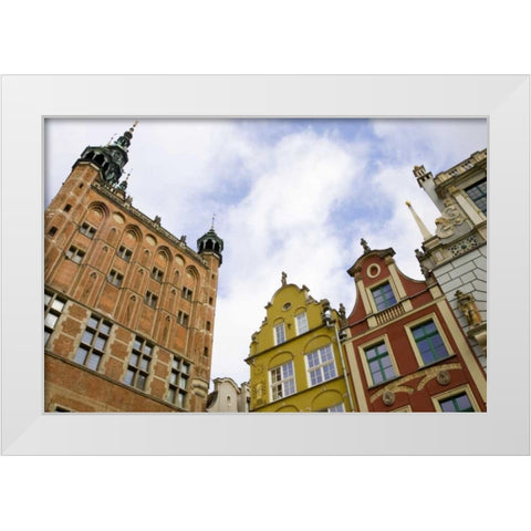 Poland, Gdansk Town Hall and rooflines White Modern Wood Framed Art Print by Ross, Nancy ,  Steve