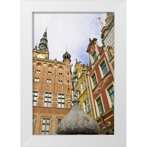 Poland, Gdansk Town Hall buildings in Old Town White Modern Wood Framed Art Print by Ross, Nancy ,  Steve