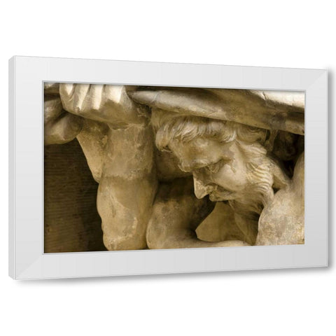 Poland, Gdansk Building sculpture on Long Street White Modern Wood Framed Art Print by Ross, Nancy ,  Steve