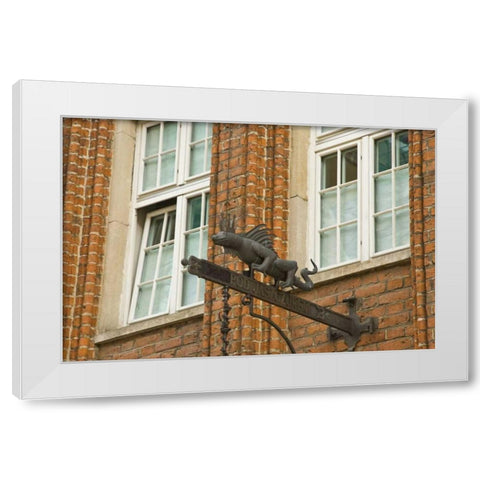 Poland, Gdansk Detail of restaurant sign White Modern Wood Framed Art Print by Ross, Nancy ,  Steve