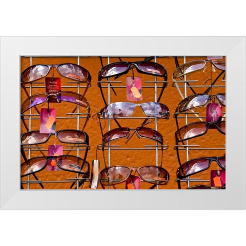 Poland, Gdansk Sunglasses on display in shop White Modern Wood Framed Art Print by Ross, Nancy ,  Steve