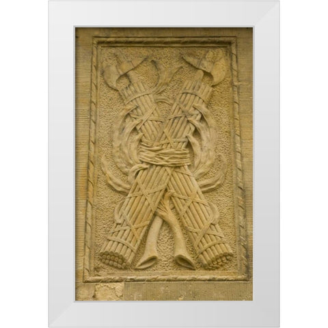 Poland, Gdansk Bas relief on side of building White Modern Wood Framed Art Print by Ross, Nancy ,  Steve