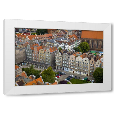 Poland, Gdansk View of buildings White Modern Wood Framed Art Print by Zuckerman, Jim