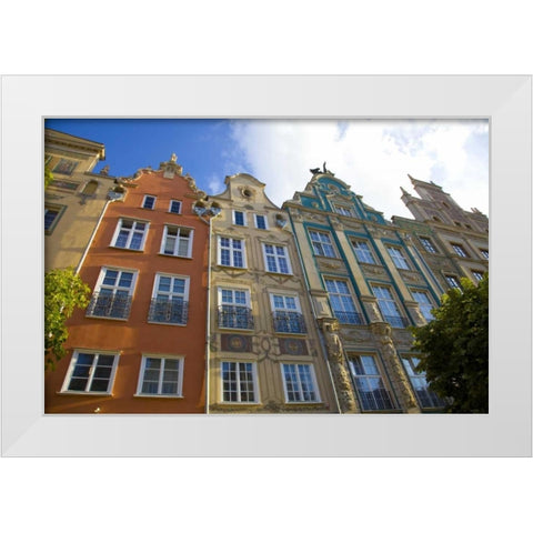 Europe, Poland, Gdansk Close-up of buildings White Modern Wood Framed Art Print by Zuckerman, Jim